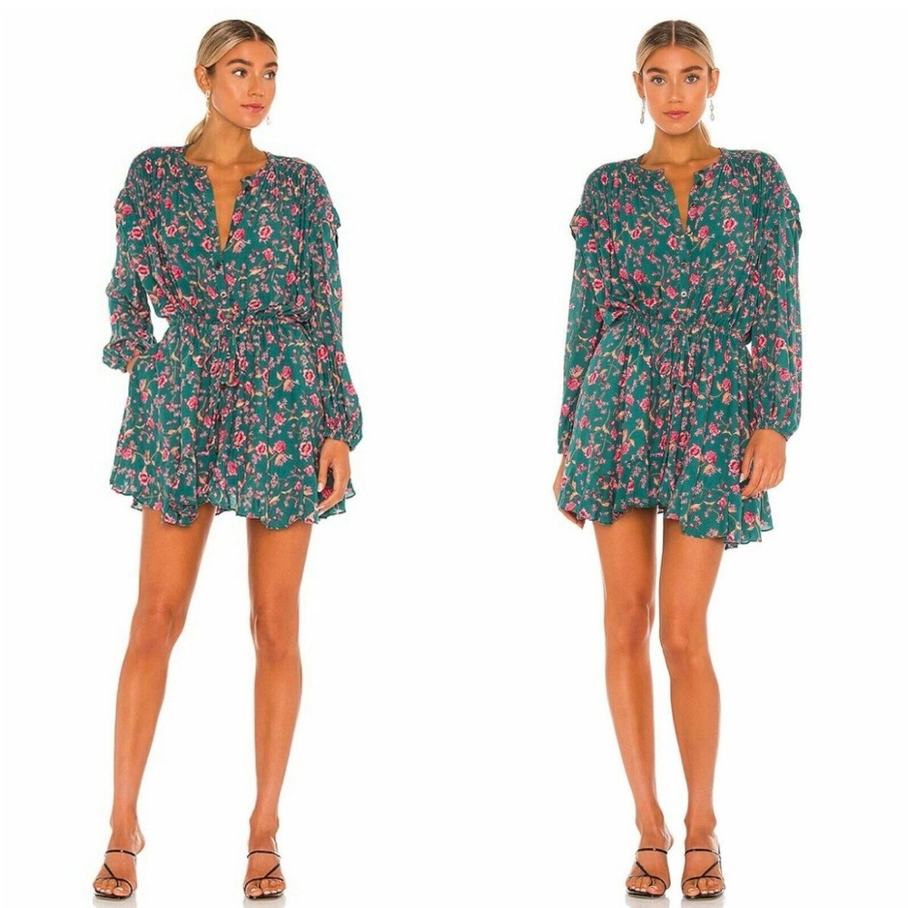 Emerald Green Floral Free People Dress